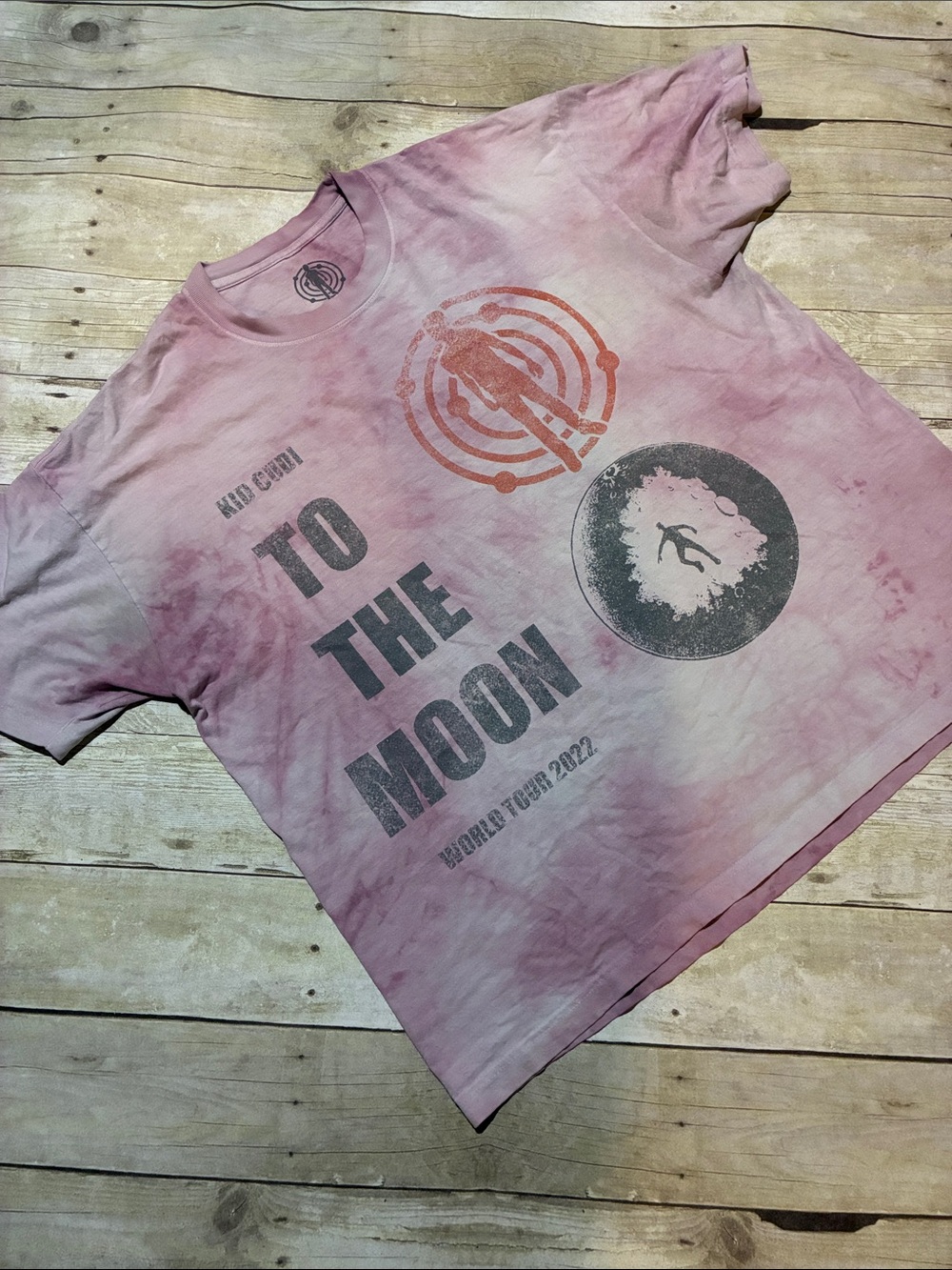 Tie-Dye Kid Cudi 'To The Moon' world tour 2022 Graphic Tee - Pink